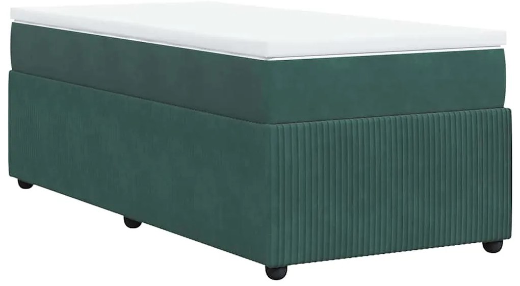 Cama com molas/colchão 80x200 cm veludo verde-escuro