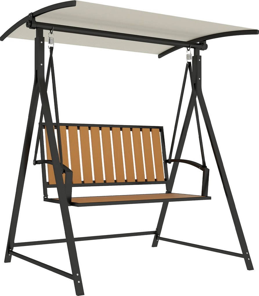 Outsunny Balanço Hollywood com toldo solar ajustável, balanço de jardim 2 lugares 142 x 112 x 162cm, Preto | Aosom Portugal