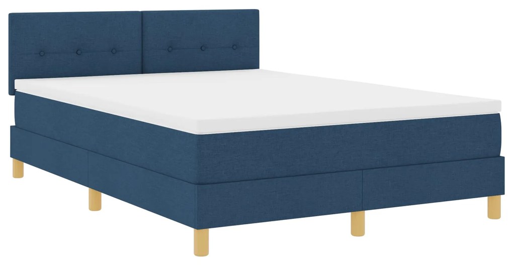 Cama Box Spring com Colchão Azul 140x200 cm Tecido