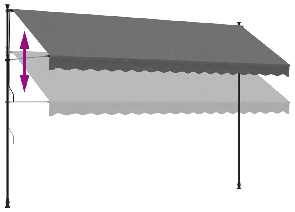 Toldo retrátil 400x150 cm tecido e aço antracite