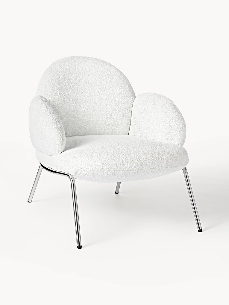 Poltrona de cocktail em bouclé com pernas de metal Luan