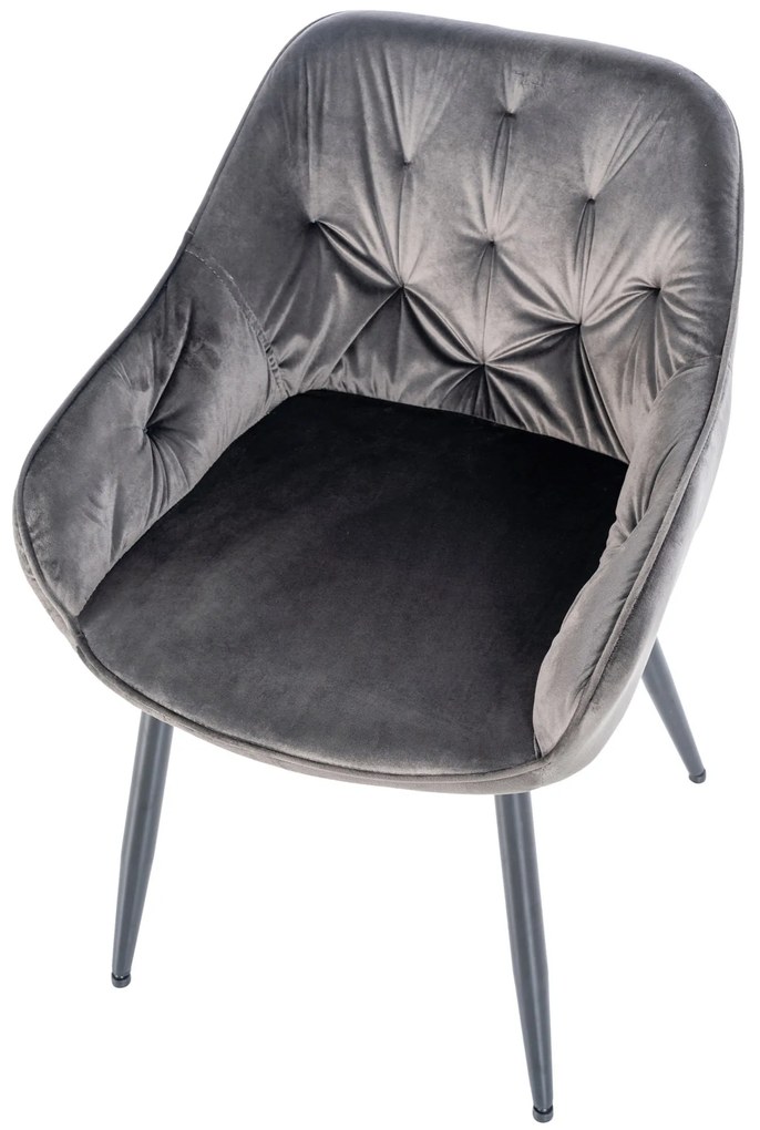 Cadeira de sala de jantar Cassis com estofo em veludo 81 x 56 x 58 cm Cinzento