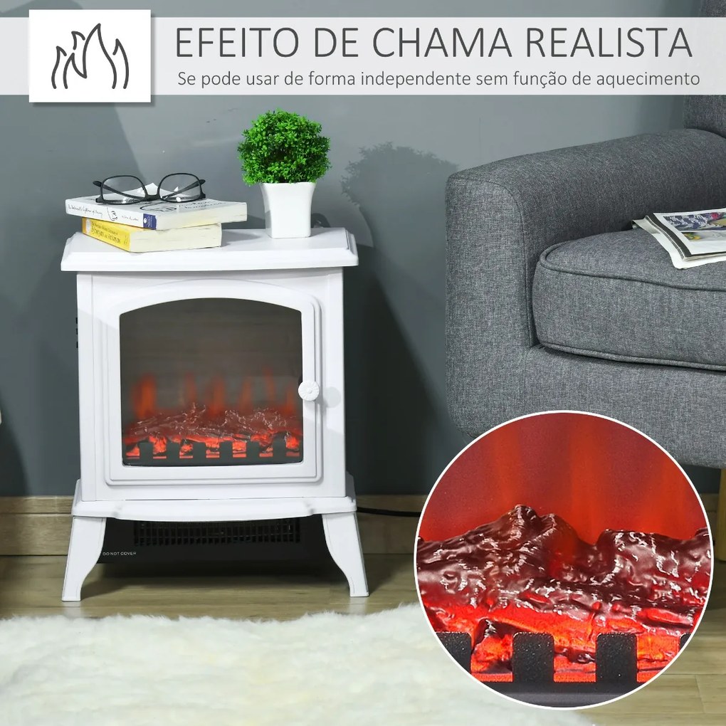 Lareira Elétrica Portátil 1000/2000W com Simulação de Chama Termostato Ajustável e Proteção de Superaquecimento para Salas de até 25m² 36,5x24x41,5cm
