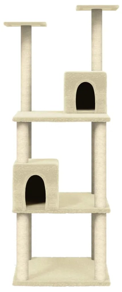 Árvore para gatos c/ postes arranhadores sisal 141 cm cor creme