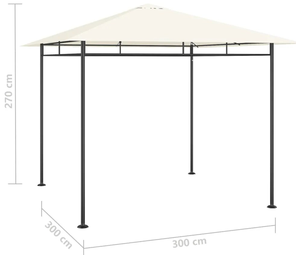 Gazebo 3x3x2,7 m 180 g/m² cor creme