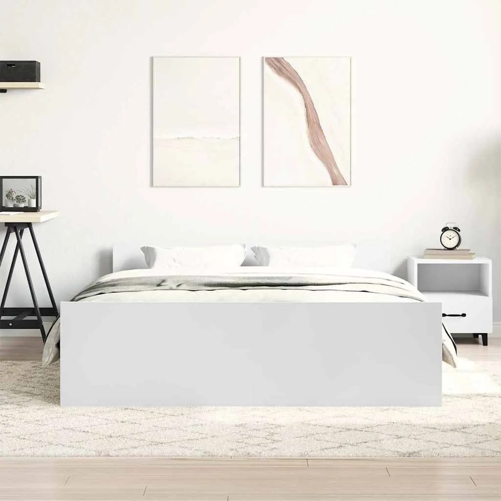 Estrutura de cama com cabeceira e pés 140x190 cm branco