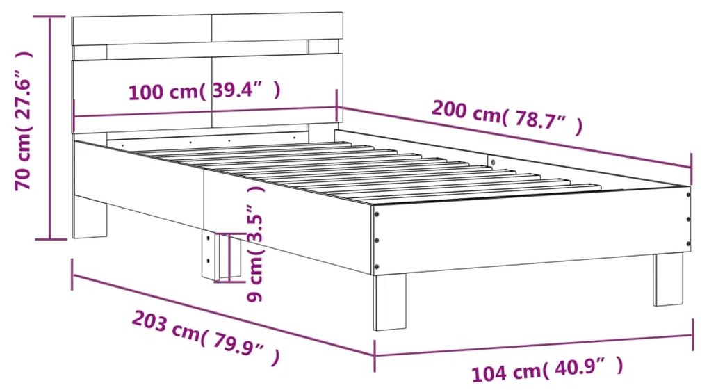 Estrutura cama c/ cabeceira 100x200 cm derivados madeira branco