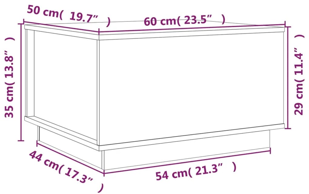 Mesa de centro 60x50x35 cm pinho maciço cinza