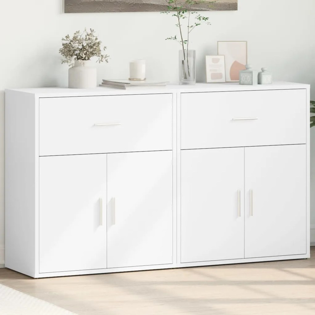 vidaXL Aparadores 2 pcs 60x31x70 cm derivados de madeira branco