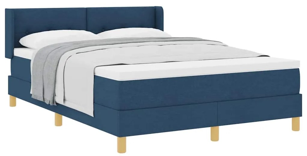 Cama Box de tecido azul com colchão, 160 x 200 cm