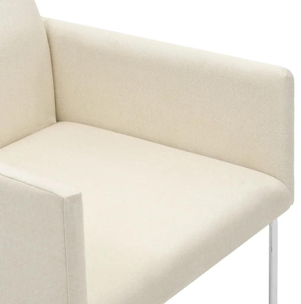 Cadeiras de jantar 4 pcs aspeto linho tecido branco