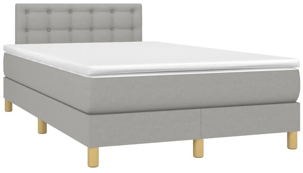Cama box spring c/ colchão e LED 120x190 cm tecido cinza-claro