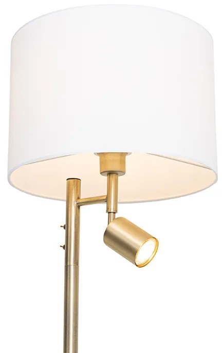 Candeeiro de chão bronze com abajur branco e candeeiro de leitura - Jelena Moderno