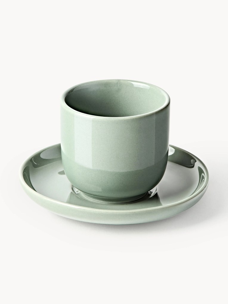 Chávenas de café expresso em porcelana com pires Nessa, 4 uni.