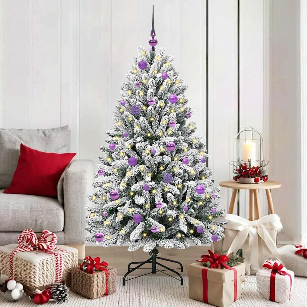 vidaXL Árvore de Natal Artificial Verde e Branco 150 cm PVC e Metal