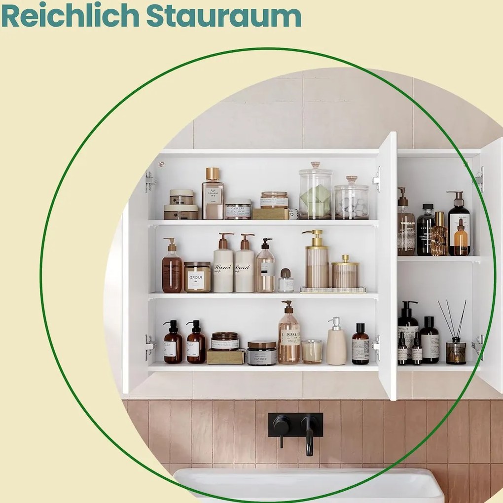 Armário de casa de banho de Parede com 3 portas 15 x 90 x 60 cm Branco