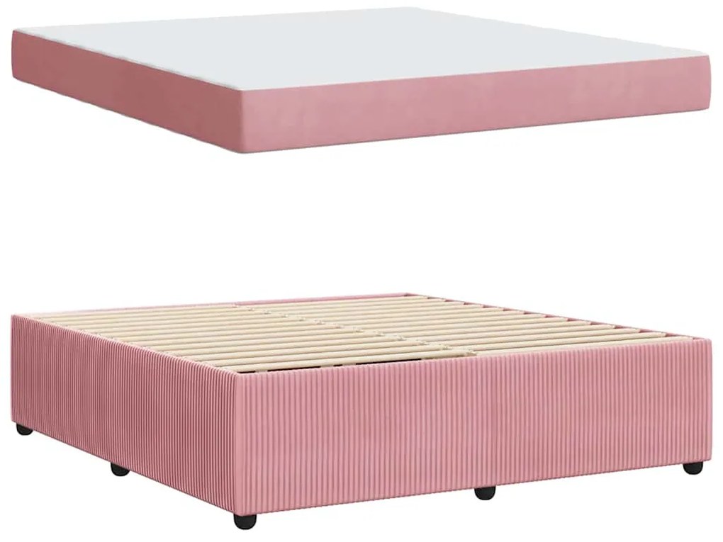Estrutura de cama com colchão Outros Rosa 180 x 200 cm Veludo