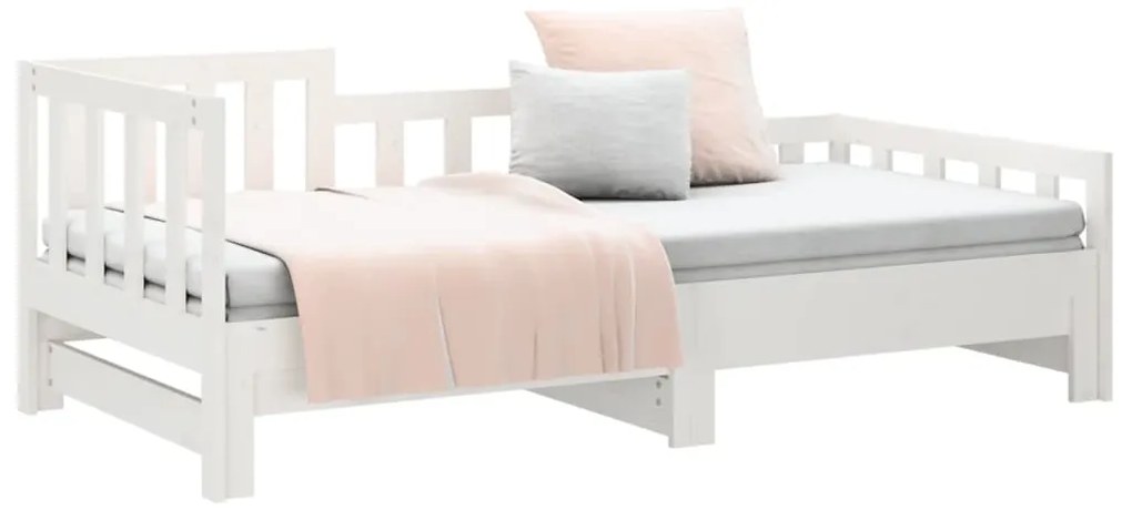 Estrutura sofá-cama de puxar 2x(90x190) cm pinho maciço branco