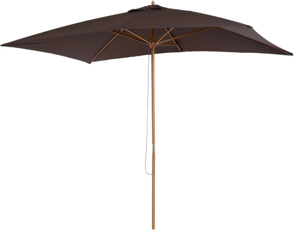 Outsunny Chapéu de Sol de Jardim com Sistema de Polia Teto Ventilado e Mastro de Madeira para Terraço Pátio Exterior 2,95x2x2,55m Café
