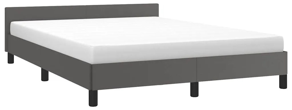Estrutura cama c/ cabeceira sem colchão 140x190 cm cinzento