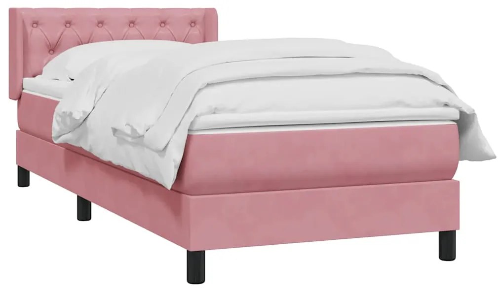 Cama com molas/colchão 80x220 cm veludo rosa