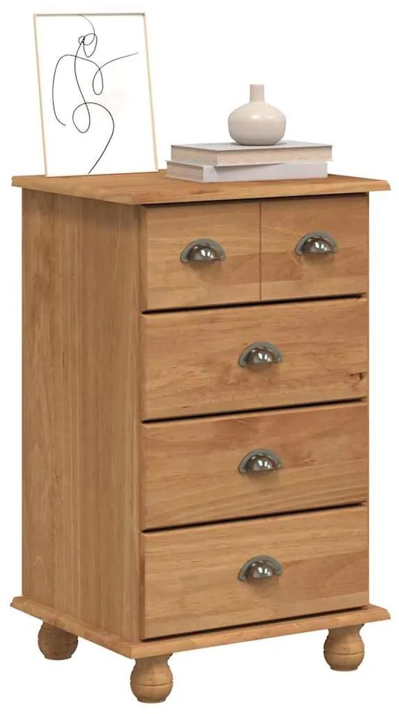 Cômoda 'ASKIM'Castanha 45.8x40x79 cm Madeira Sólida de Pinheiro