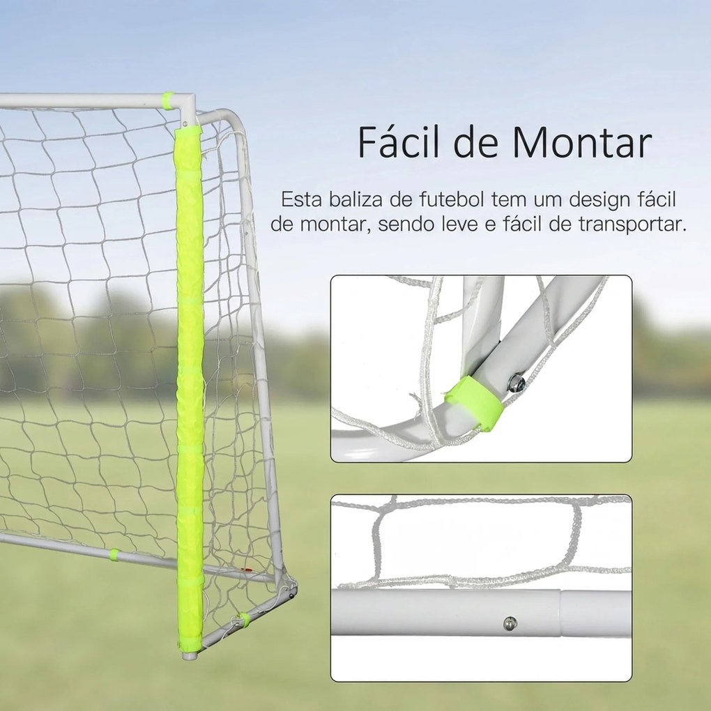 Baliza de Futebol com Estrutura Metálica e Rede para Treino no Jardim ao Ar Livre 186x62x123 cm Amarelo