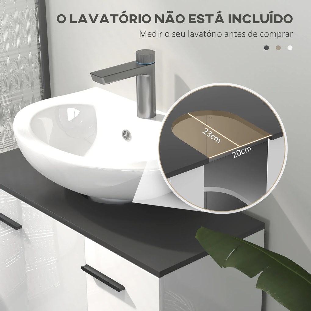 Móvel para Lavatório (Não incluido) Pousar Móvel Casa de Banho com 2 Portas e Prateleira Ajustável para Lavatório com ou sem Pedestral 80x34x60 cm Bra