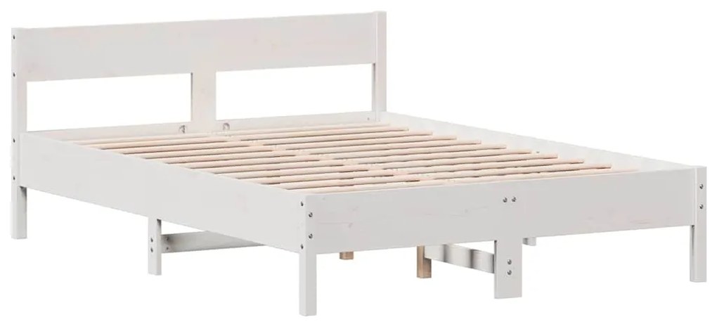 Cama sem colchão 140x200 cm madeira de pinho maciça branco