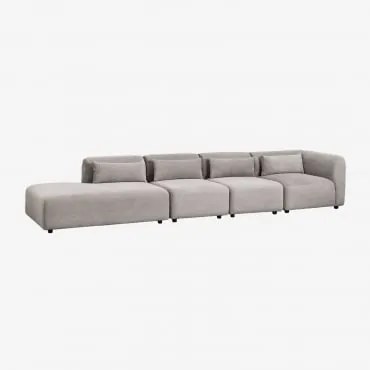 Sofá Modular De Canto Em 4 Peças Com Chaise Longue À Esquerda Fogler Bombazina Cinzento Toupeira Claro - Sklum