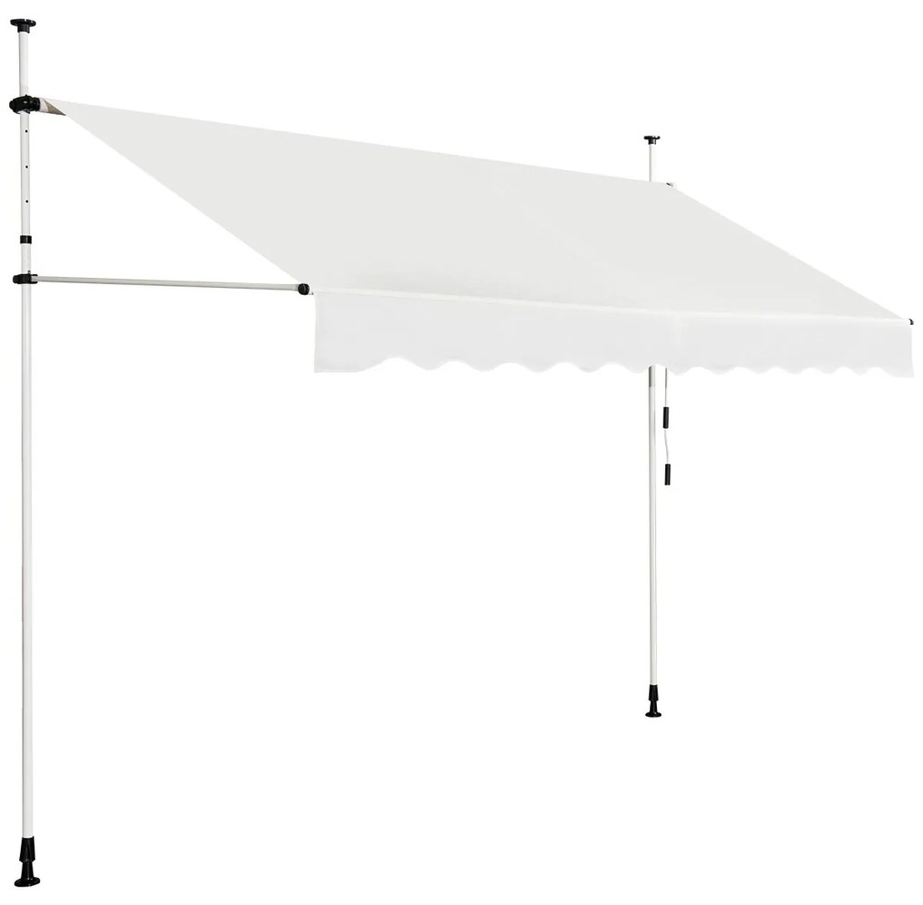 Toldo telescópico e retrátil 300 x 120 cm resistente aos raios UV impermeável com manivela manual e altura ajustável para janela varanda bege