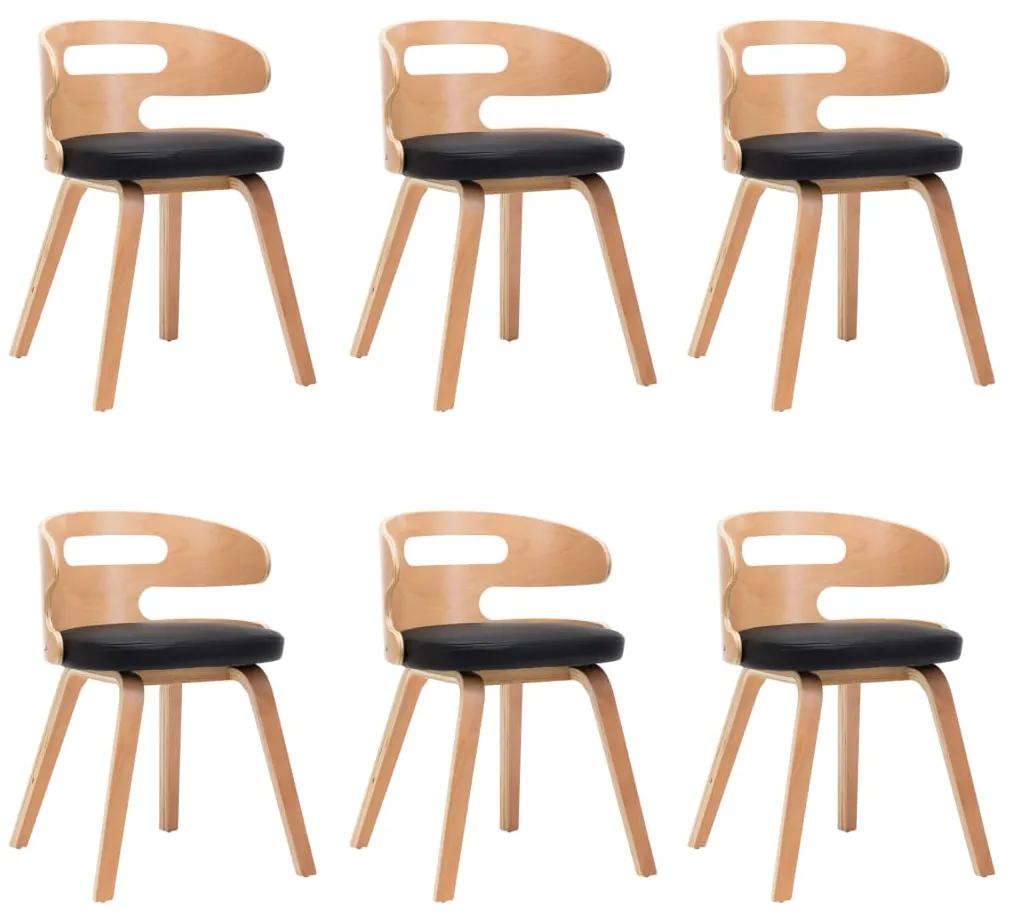 Cadeiras jantar 6 pcs madeira curvada e couro artificial preto - 292097