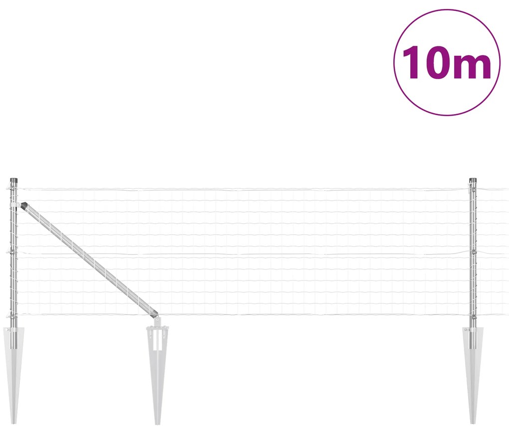 Cerca Euro com 7 Postes de Espeto 0,4x10 m Aço Galvanizado