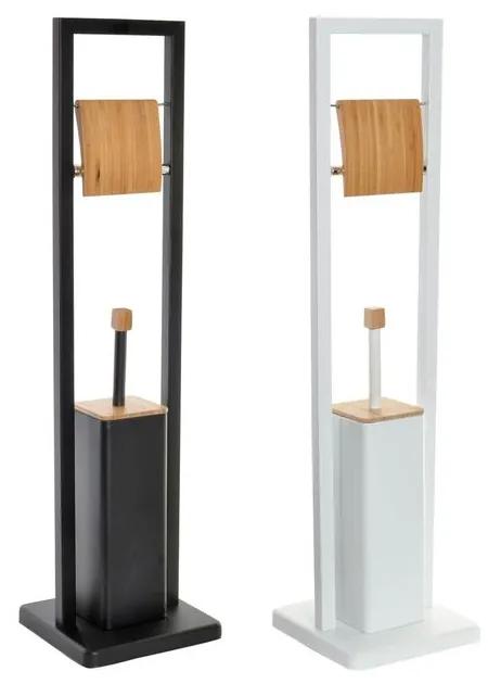 Porta-Rolos de Papel Higiénico com Suporte para o Piaçaba DKD Home Decor Branco Preto Bambu Aço inoxidável (20 x 20 x 80 cm) (2