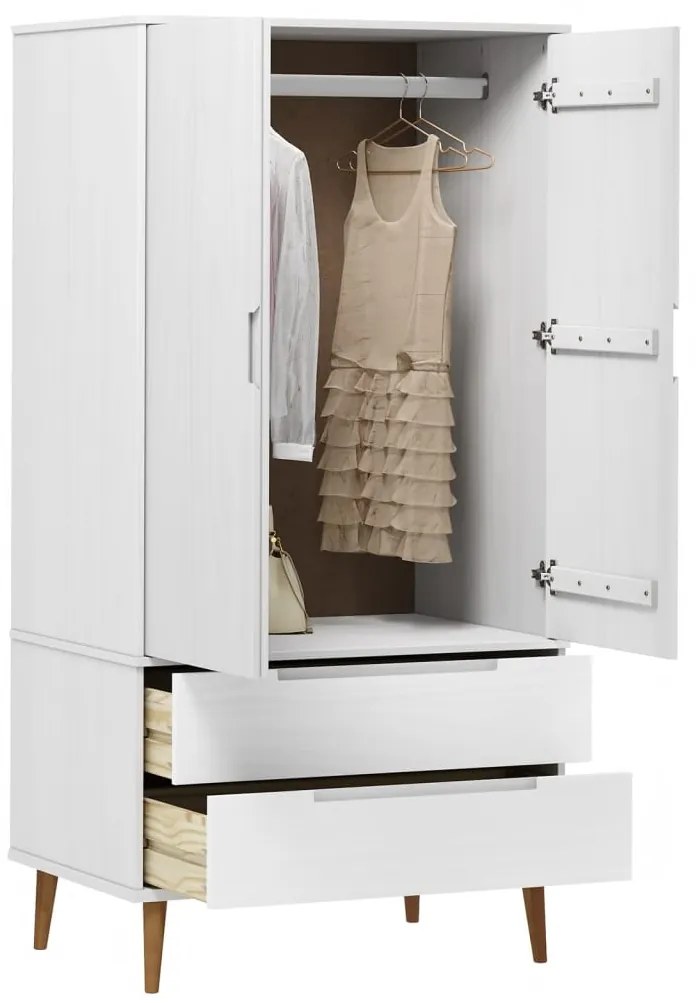 Roupeiro MOLDE 90x55x175 cm pinho maciço branco