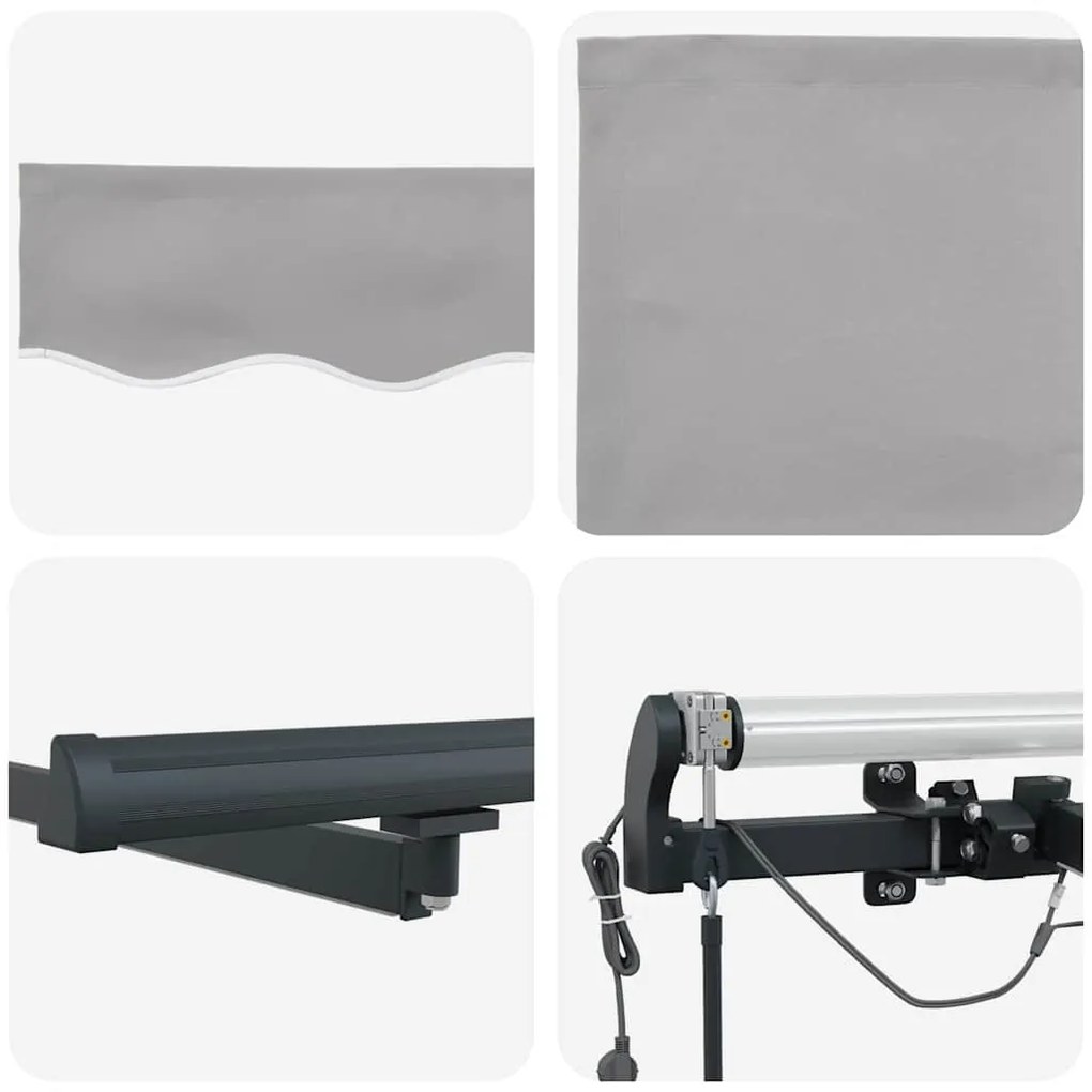 Toldo Retrátil Automático vidaXL com Luz Cinza-Claro 450x300 cm