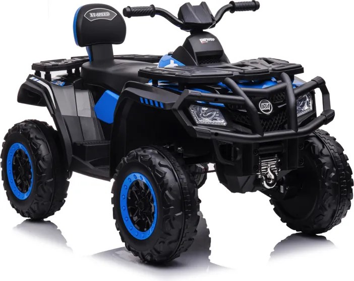 Moto 4 elétrica para crianças até 6 anos bateria de lítio de 24 volts, 4x4, pneus de borracha, banco em pele Azul