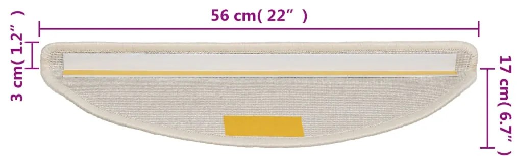 Tapetes de escadas 10 pcs 56x17x3 cm branco