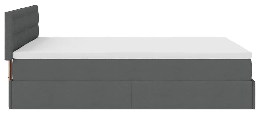 Cama otomana com colchão 140x200 cm tecido cinzento escuro
