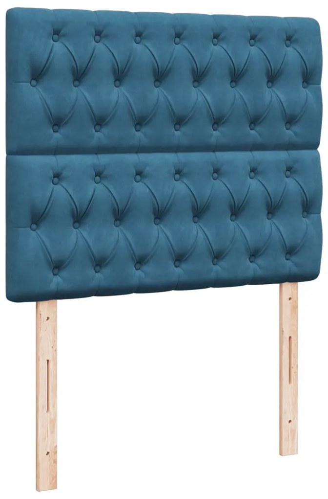 Cama boxspring com colchão 120x190 cm veludo azul