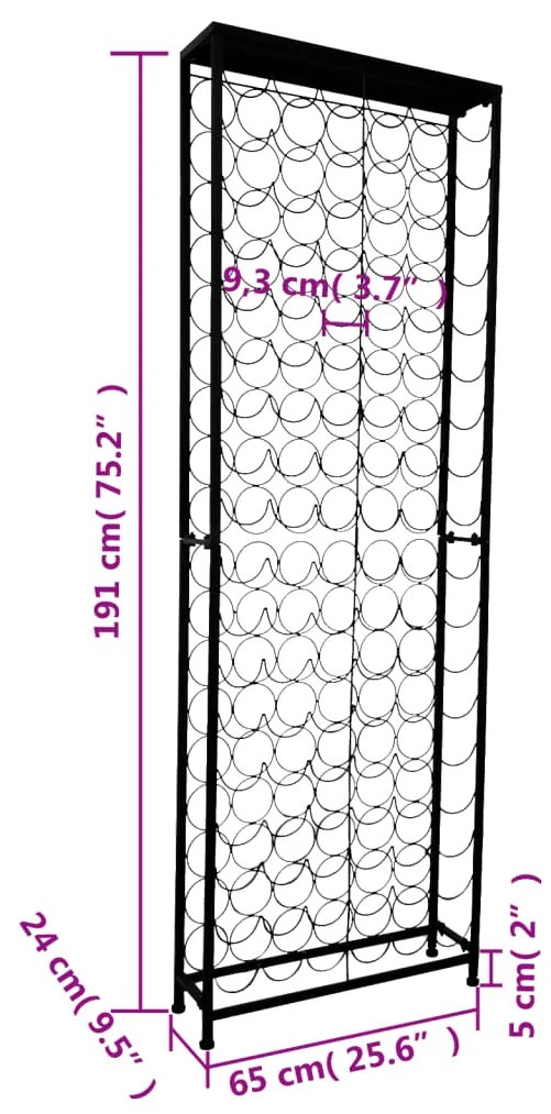 Suporte vertical para garrafas de vinho, metal por 108 garrafas