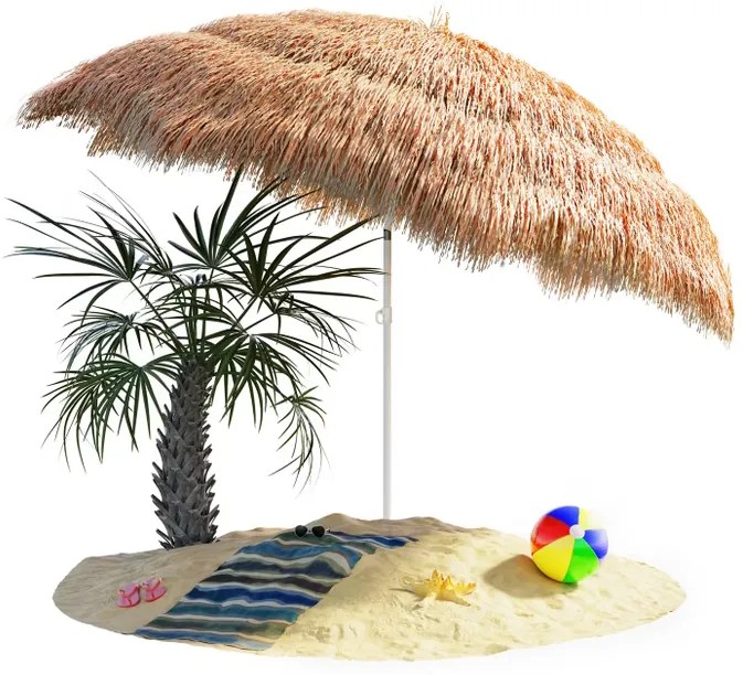 Guarda-sol Hawaii Ø160cm Proteção UV 30+ Natural