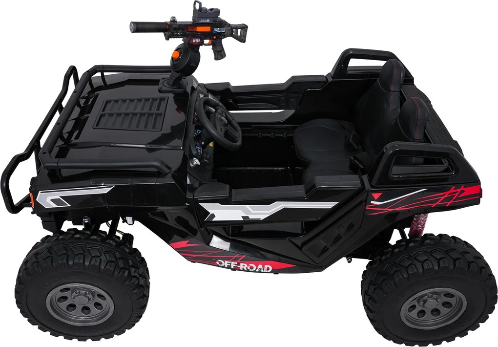 Buggy elétrico para Crianças 3 a 9 anos 24V, 2 lugares Rodas de espuma EVA, PROSPECTOR 4x4 STRONG Preto