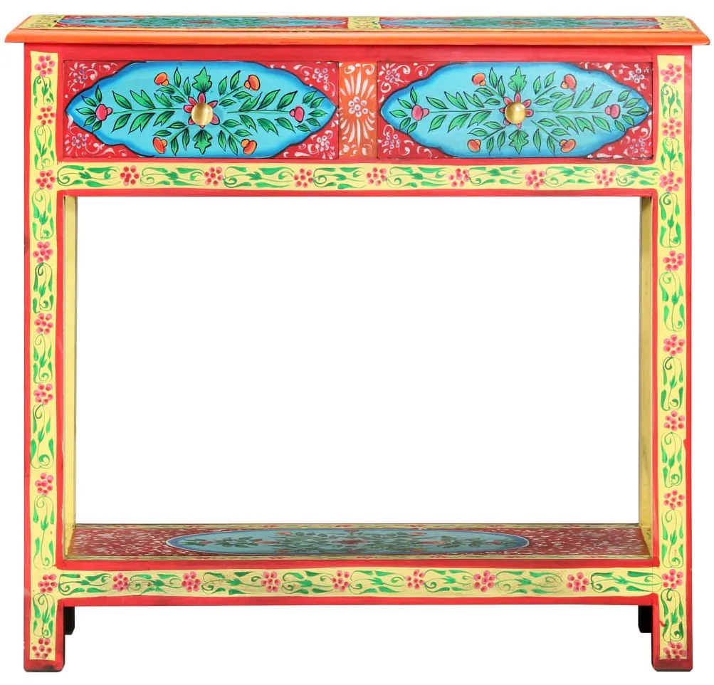 Mesa consola pintada à mão 80x35x75 cm mangueira maciça