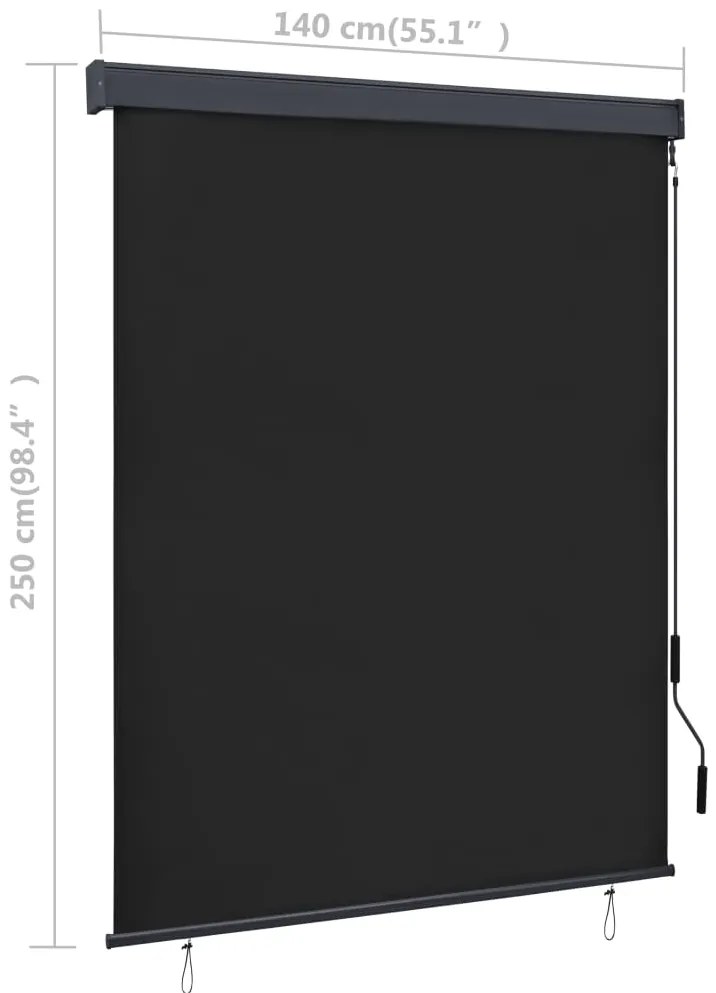 Estore de rolo para exterior 140x250 cm antracite