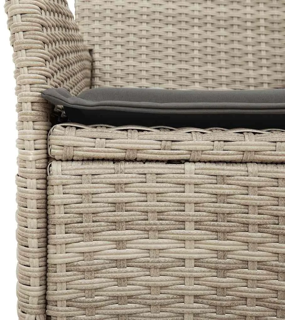 5 pcs conjunto jantar jardim c/ almofadões PE/vidro cinza claro