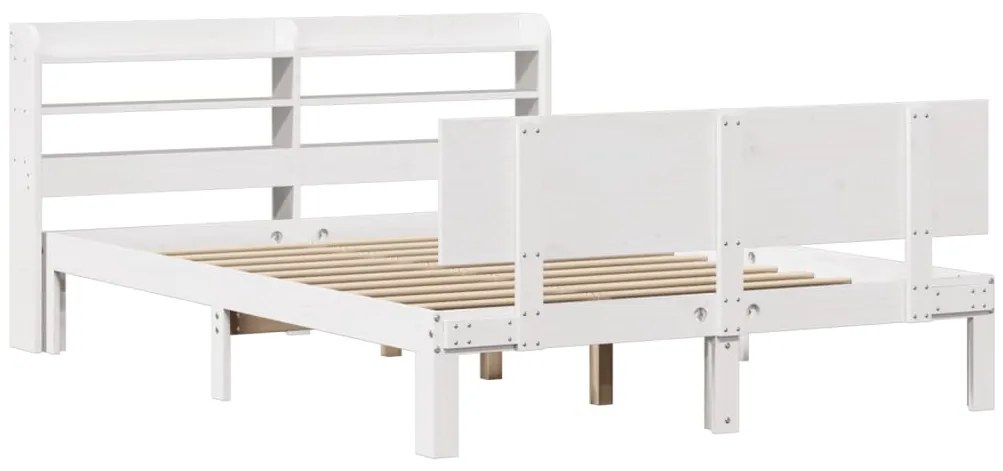 Estrutura de cama c/ cabeceira 150x200 cm pinho maciço branco