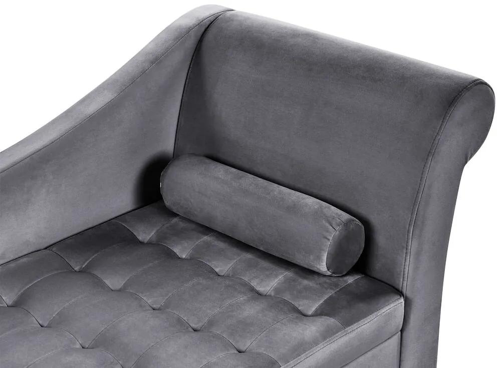 Chaise-longue à direita com arrumação em veludo cinzento escuro PESSAC Beliani