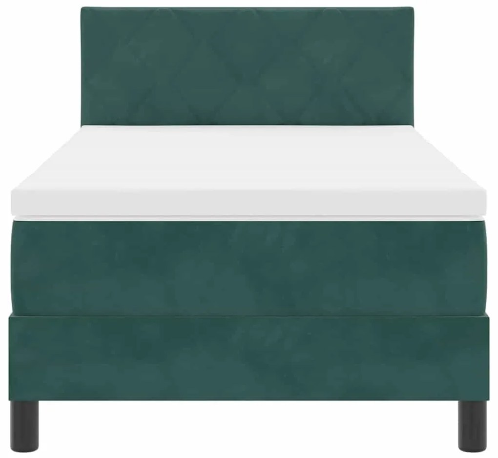 Cama Box Spring vidaXL com Colchão e LED Verde Escuro 90x190 cm Veludo