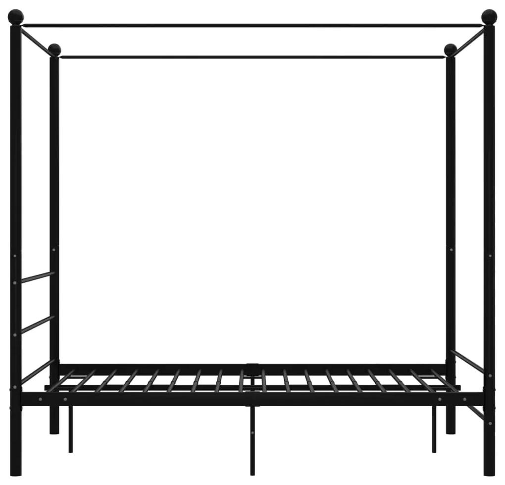 Estrutura de cama com dossel 140x200 cm metal preto